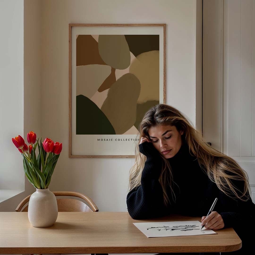 Natuurlijke Mozaïek Kunstposter – staande keuken wanddecoratie van WallArtistic