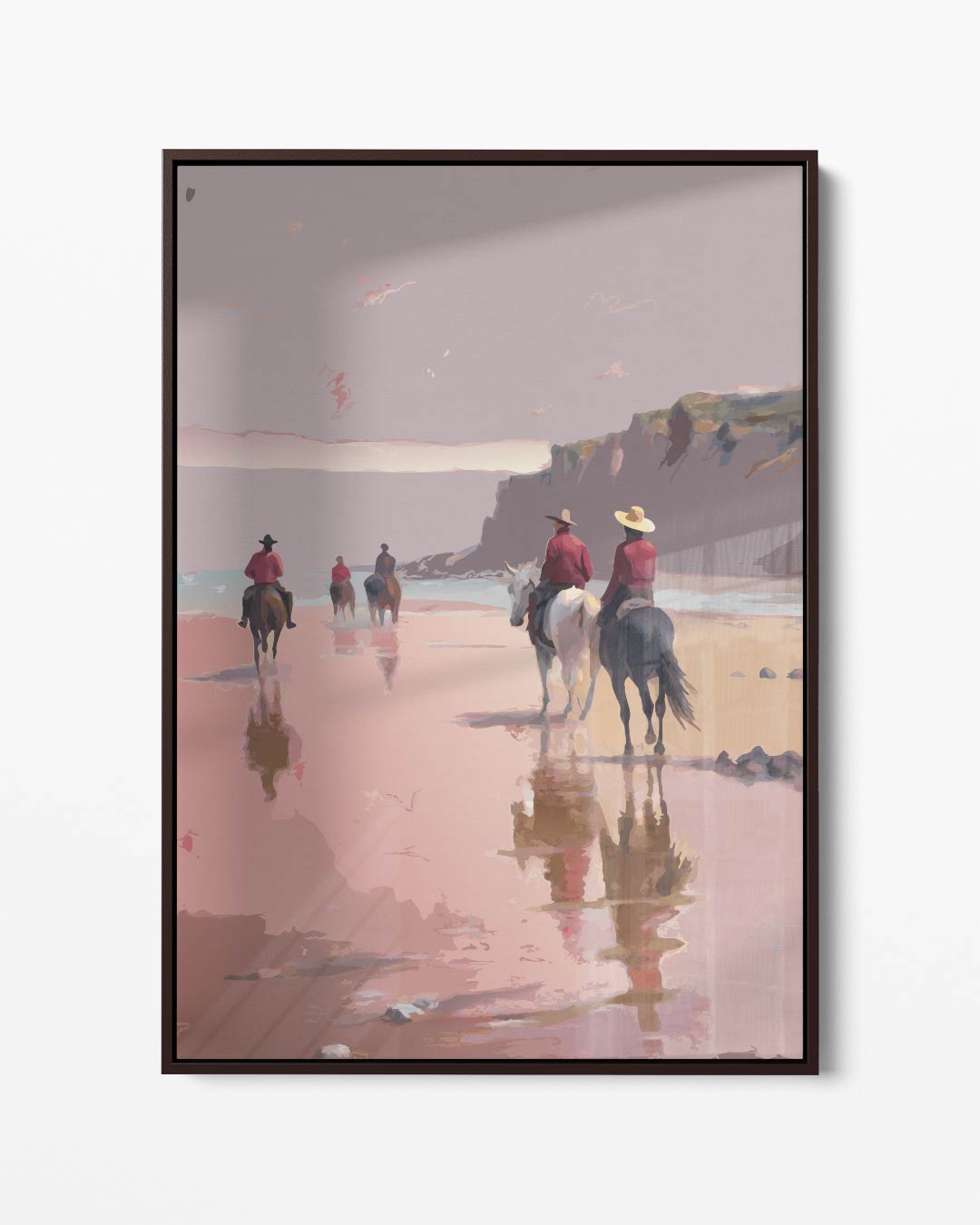 Strandrit bij Zonsondergang – portret kunstwerk als wanddecoratie