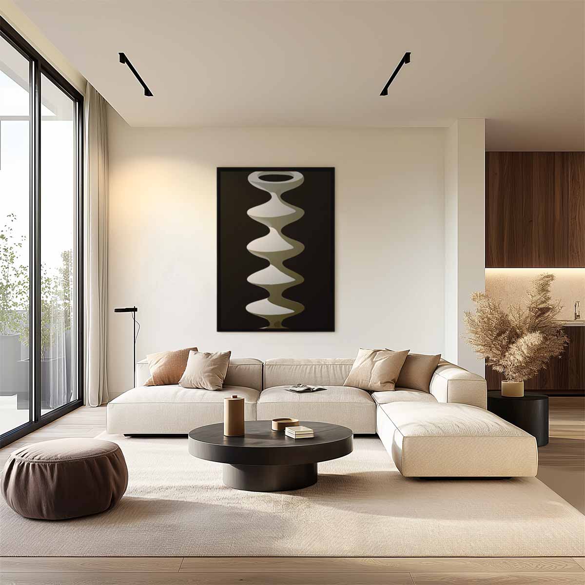 Abstracte Golfvaas – plexiglas wanddecoratie in portret formaat