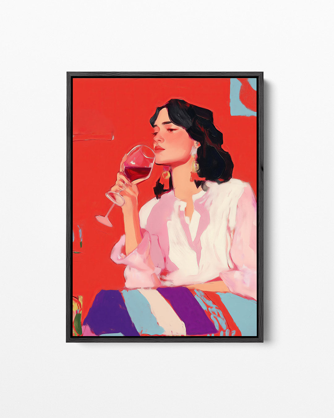 Vrouw met wijnglas – staand wanddecoratie kunstwerk
