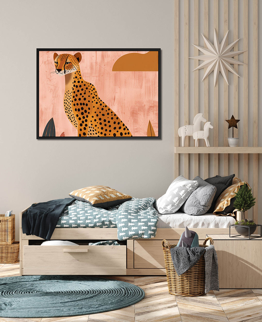 Gestileerde luipaard – wanddecoratie in interieur