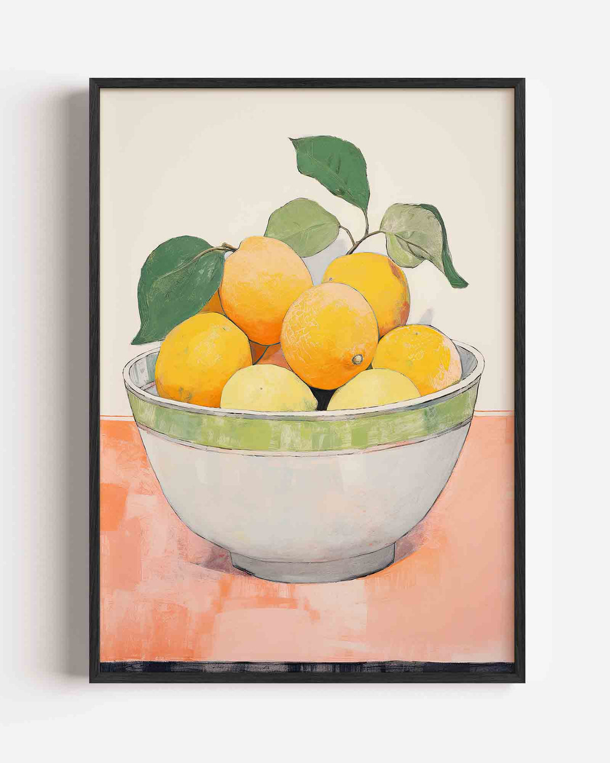 Citrusvruchten in schaal – kleurrijke illustratie portret poster als wanddecoratie