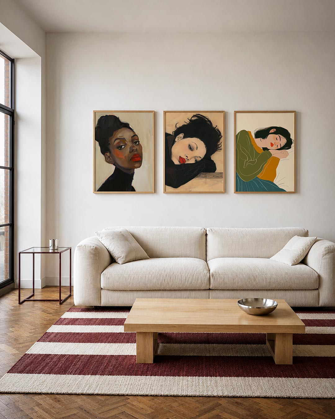 Abstract driedelige posterset – een abstracte posterset met donkere tinten en een rustige