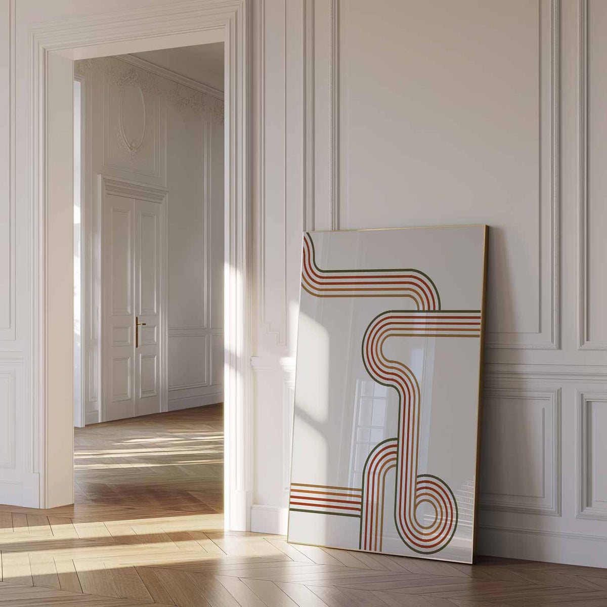 Retro Stripes – dierenposter als moderne staande wanddecoratie