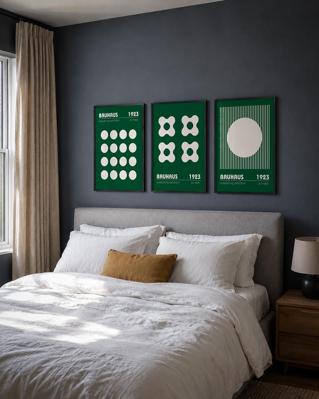 Cirkelritme en kleur posterset – derde productweergave – deze posterset in drie delen toont een ritmische ordening van witte