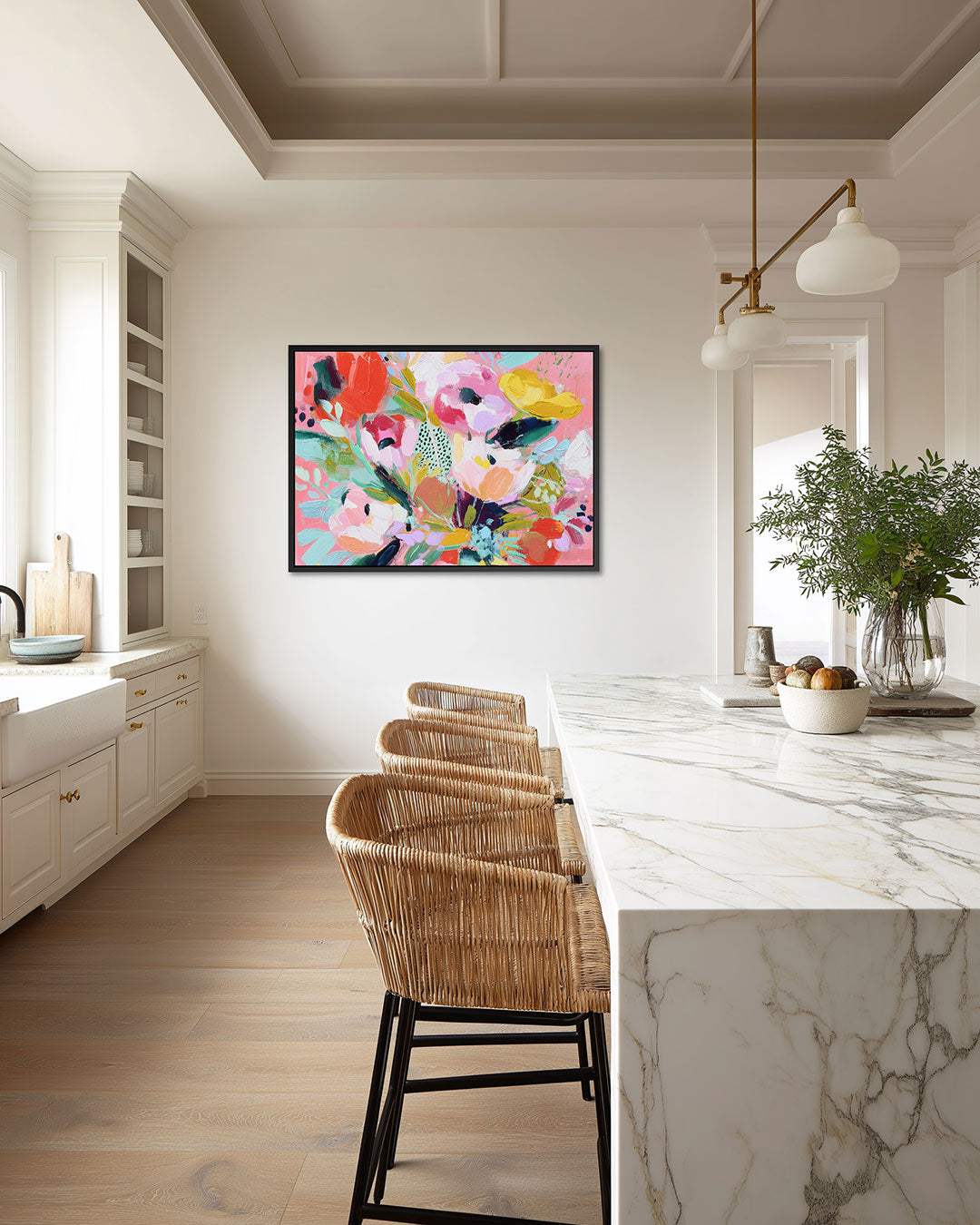 Kleurrijke bloemenexplosie – Bloemenexplosie – liggende wanddecoratie