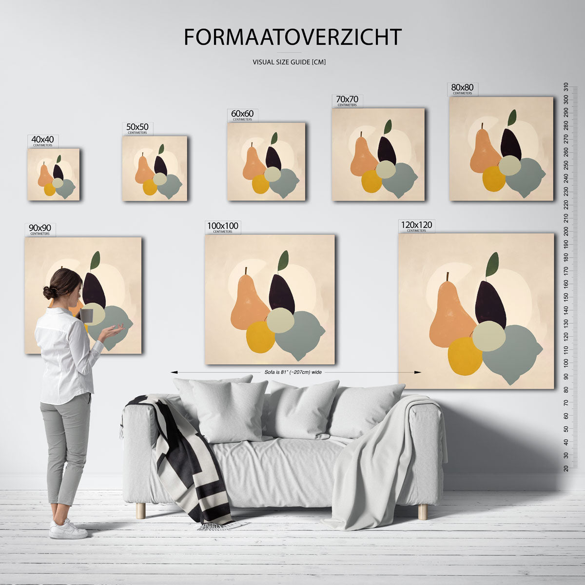 Fruitvormen – vierkante muurposter met kleurrijke vormen