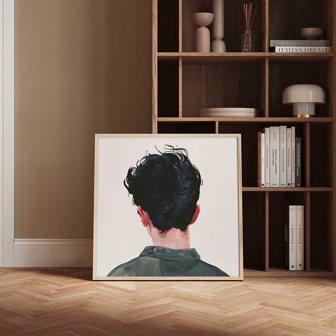 Achterkant hoofd – vierkante design wanddecoratie van WallArtistic