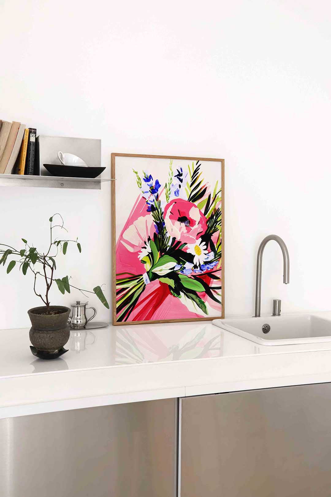 Bloemenboeket – staande keuken wanddecoratie van WallArtistic