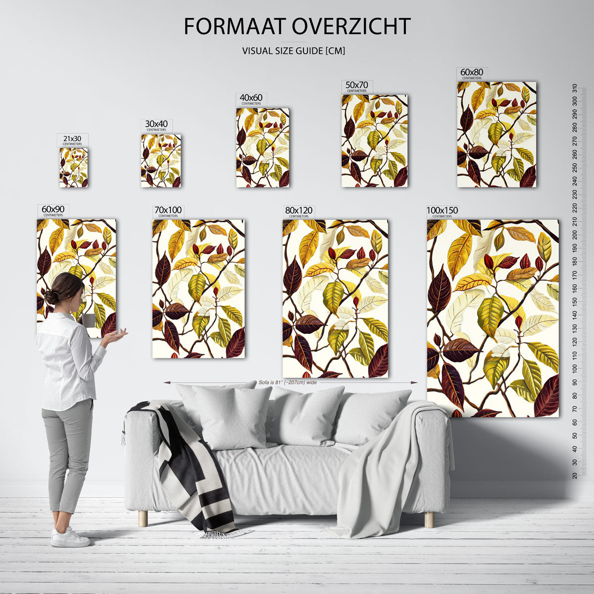 Bladeren en takken – staande muurposter met jungle thema