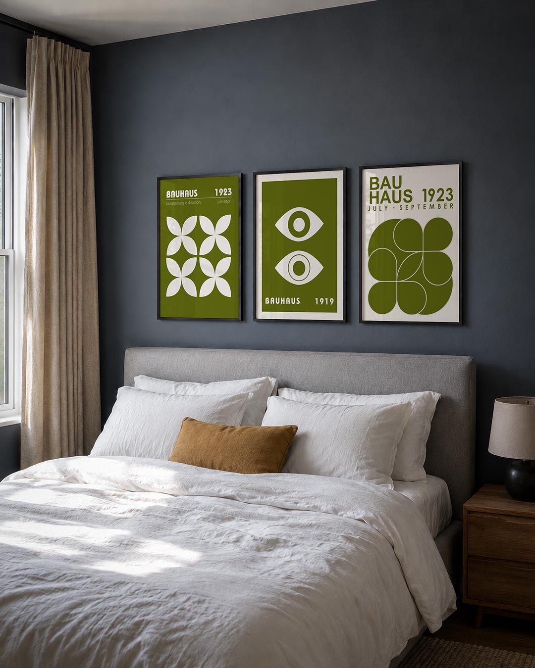 Vorm en kleur posterset – derde productweergave – deze posterset in drie delen toont een ritmisch patroon van witte