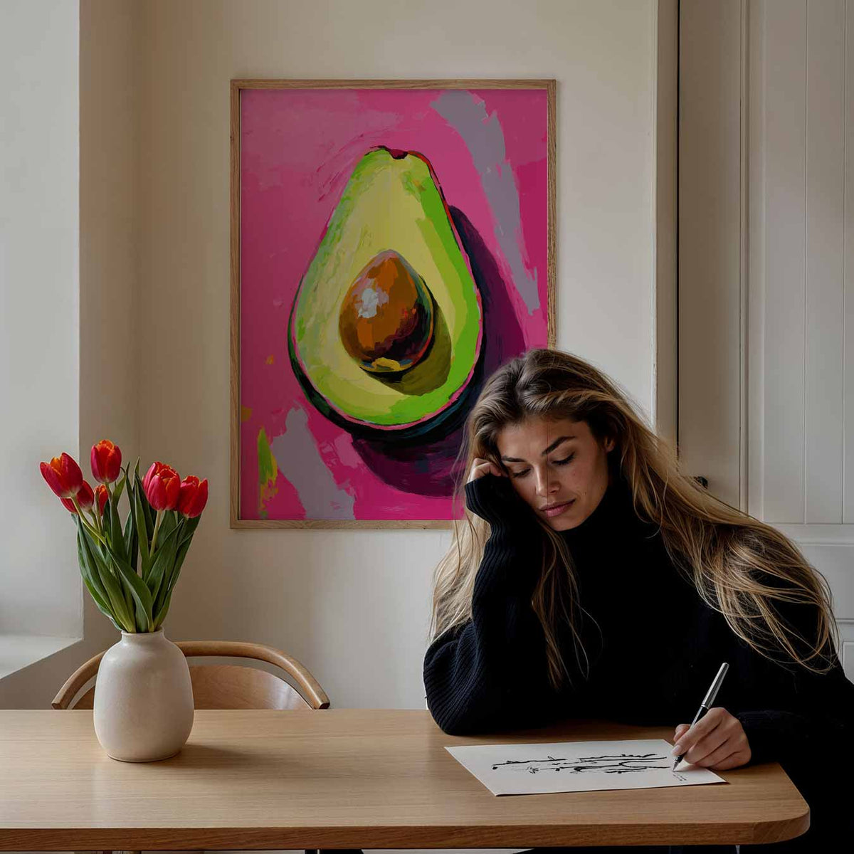 Avocado Pop Art – staande muurposter met zomerse uitstraling