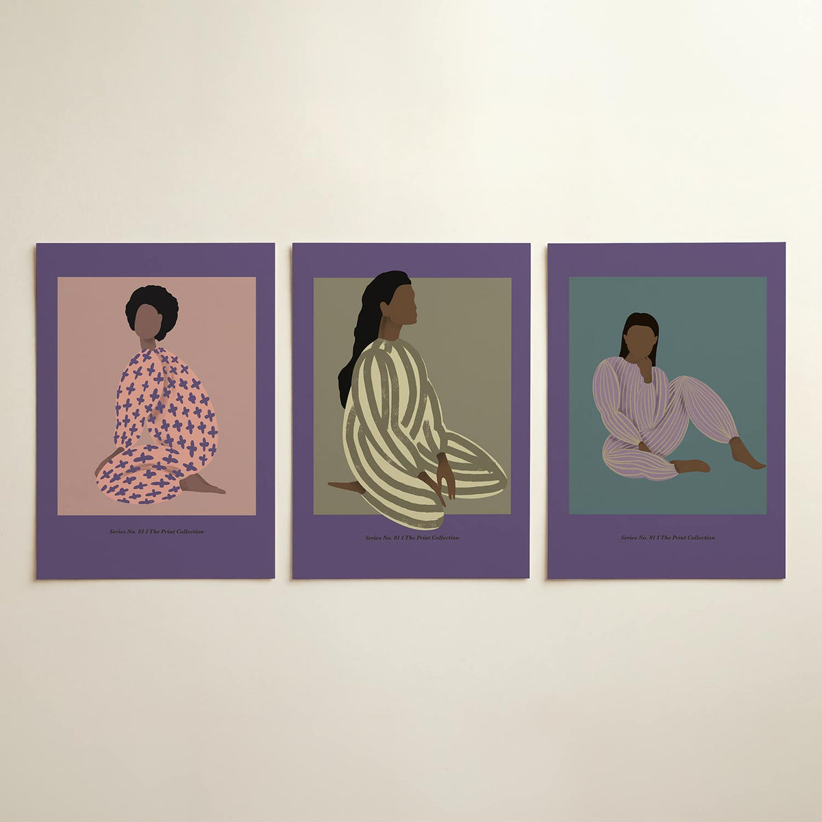 Vorm en kleur driedelige posterset in tweede interieur