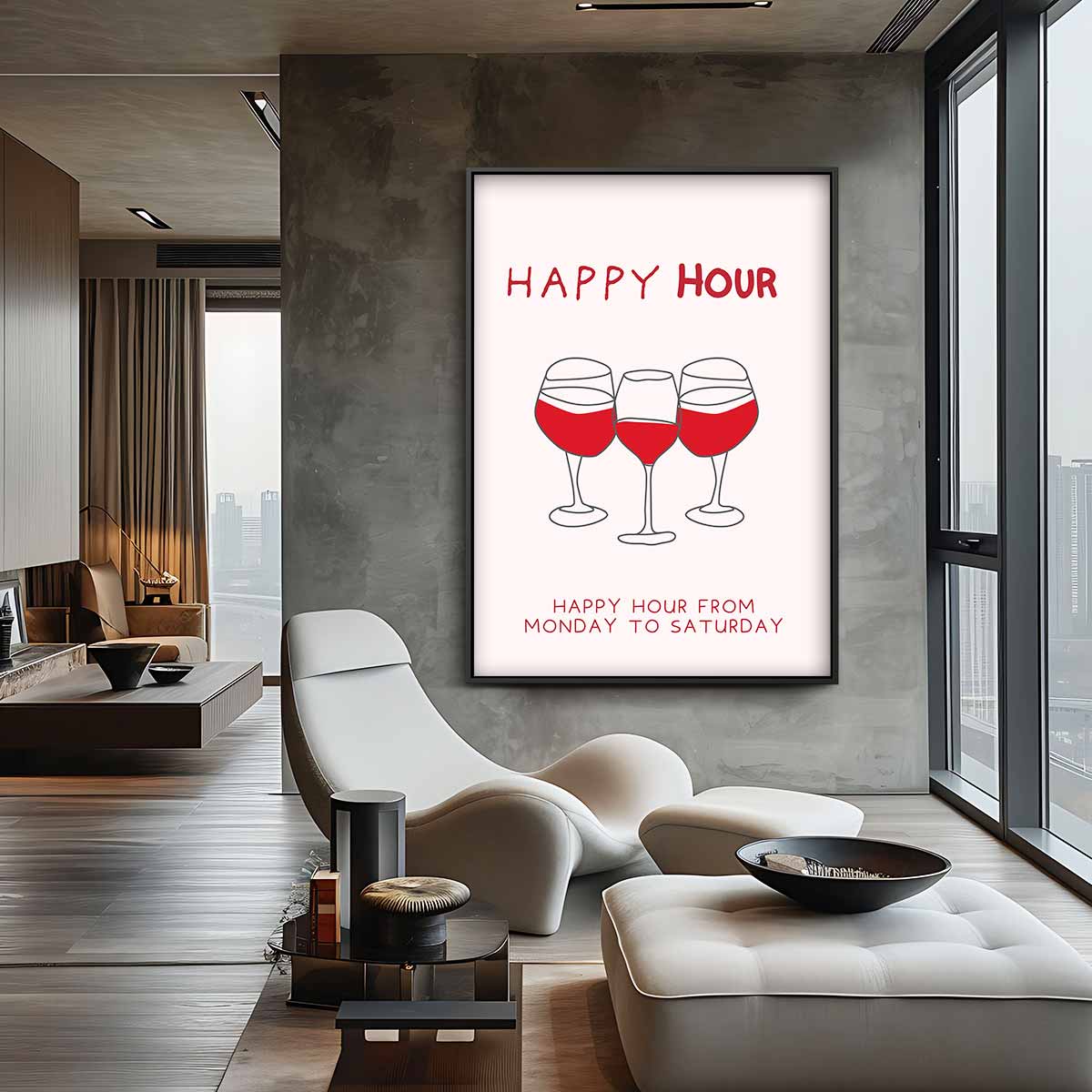 Happy Hour Illustratie – plexiglas kunstwerk als wanddecoratie