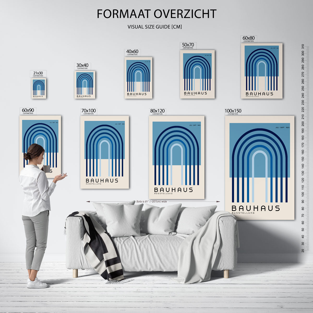 Lijnen en bogen – geometrische poster in Bauhaus-stijl van WallArtistic