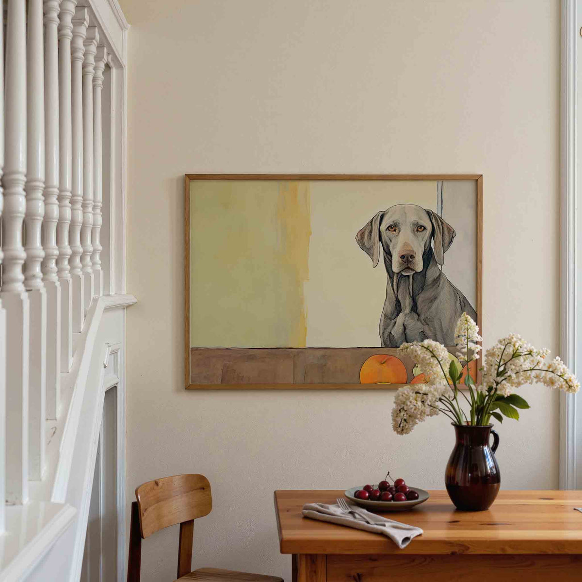 Hond met fruit – dieren poster in liggend formaat