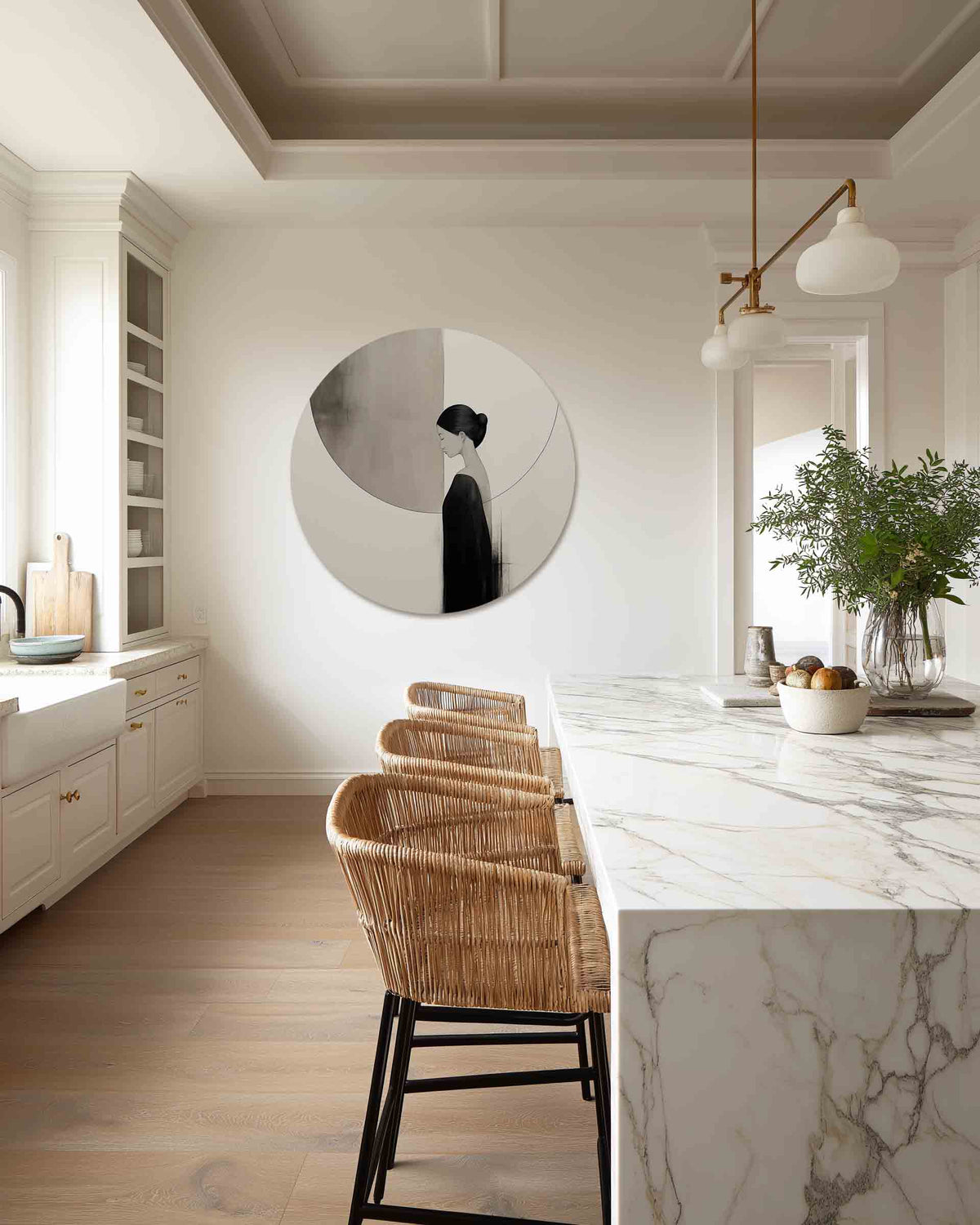 Vrouwelijk silhouet – safari muurcirkel als ronde wanddecoratie