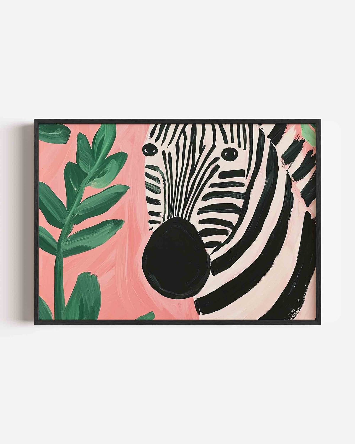 Zebra en bladeren – dieren landscape poster als wanddecoratie