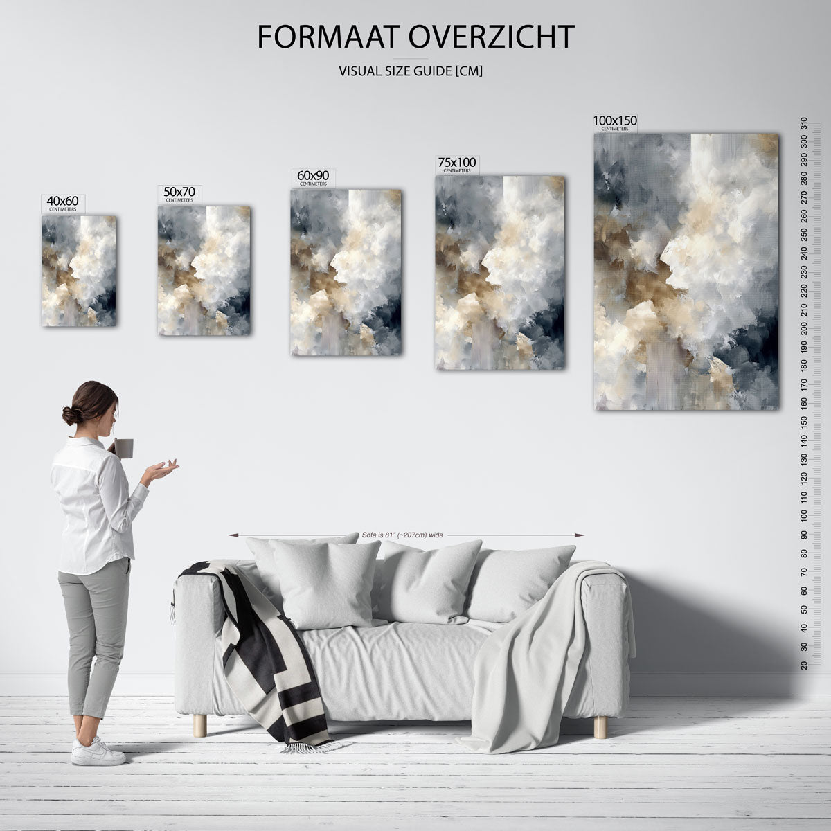 Vloeiende kleurencompositie – staande wanddecoratie van WallArtistic