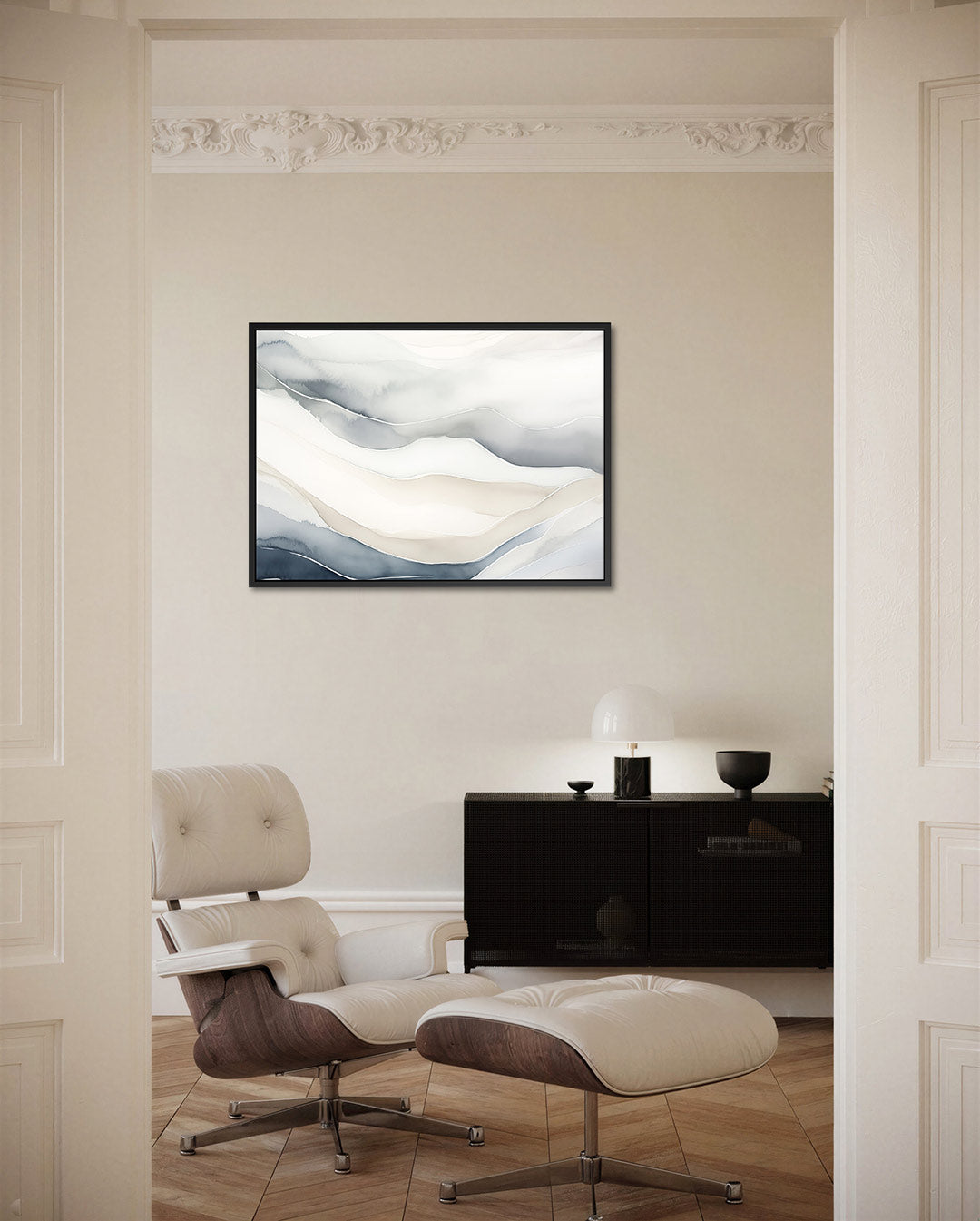 Golvende lijnen – liggende wanddecoratie