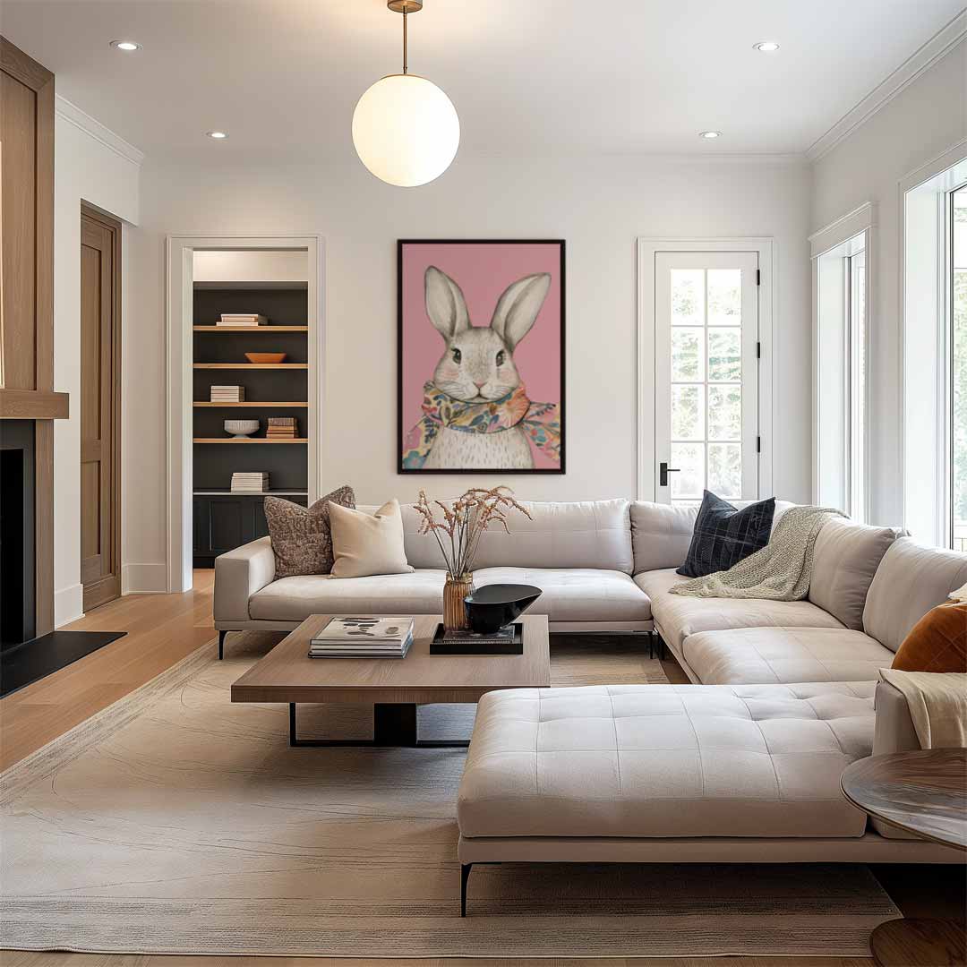 Stijlvolle Konijn Illustratie – modern portret kunstwerk van WallArtistic