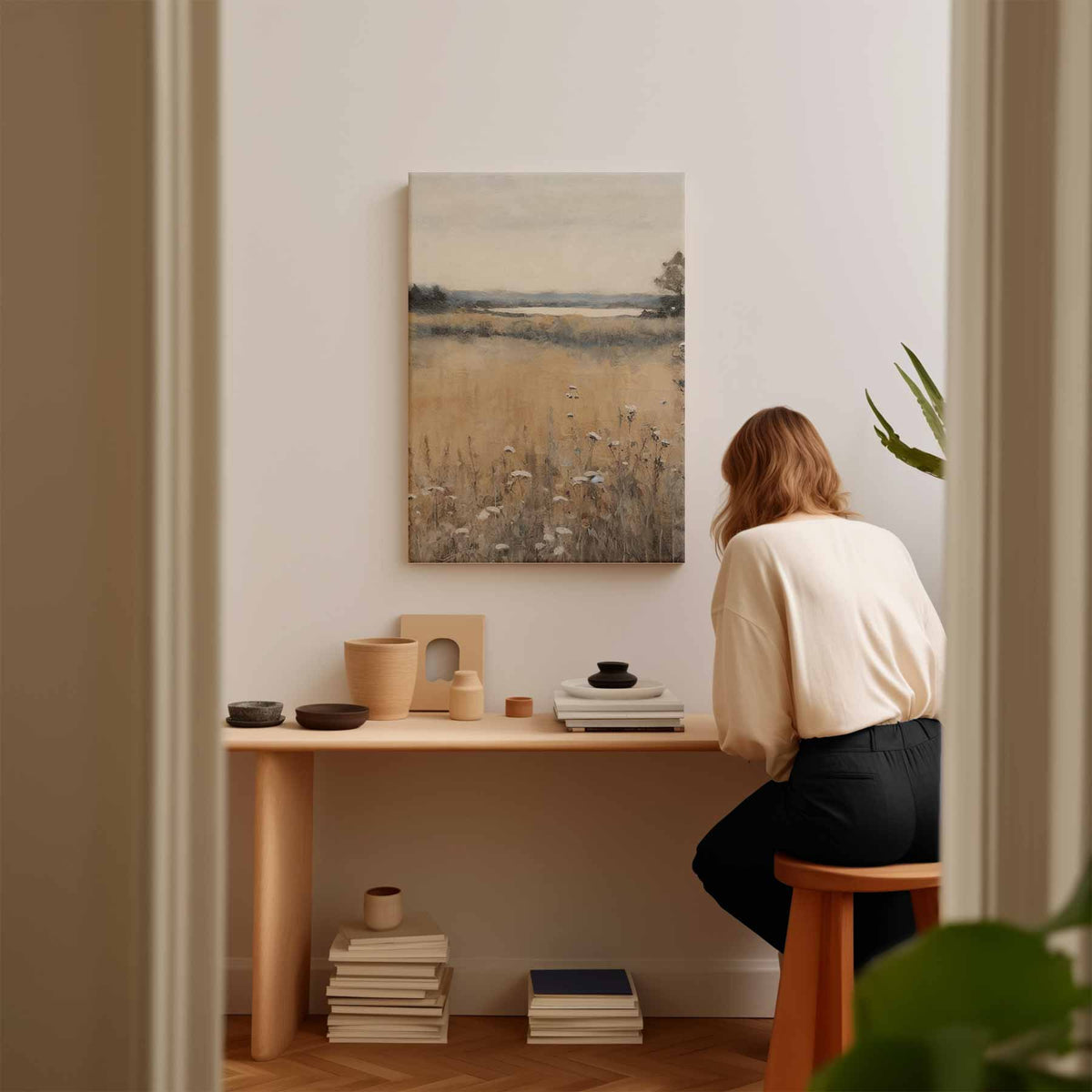 Rustieke Landschapsglans – canvas kunstwerk als wanddecoratie