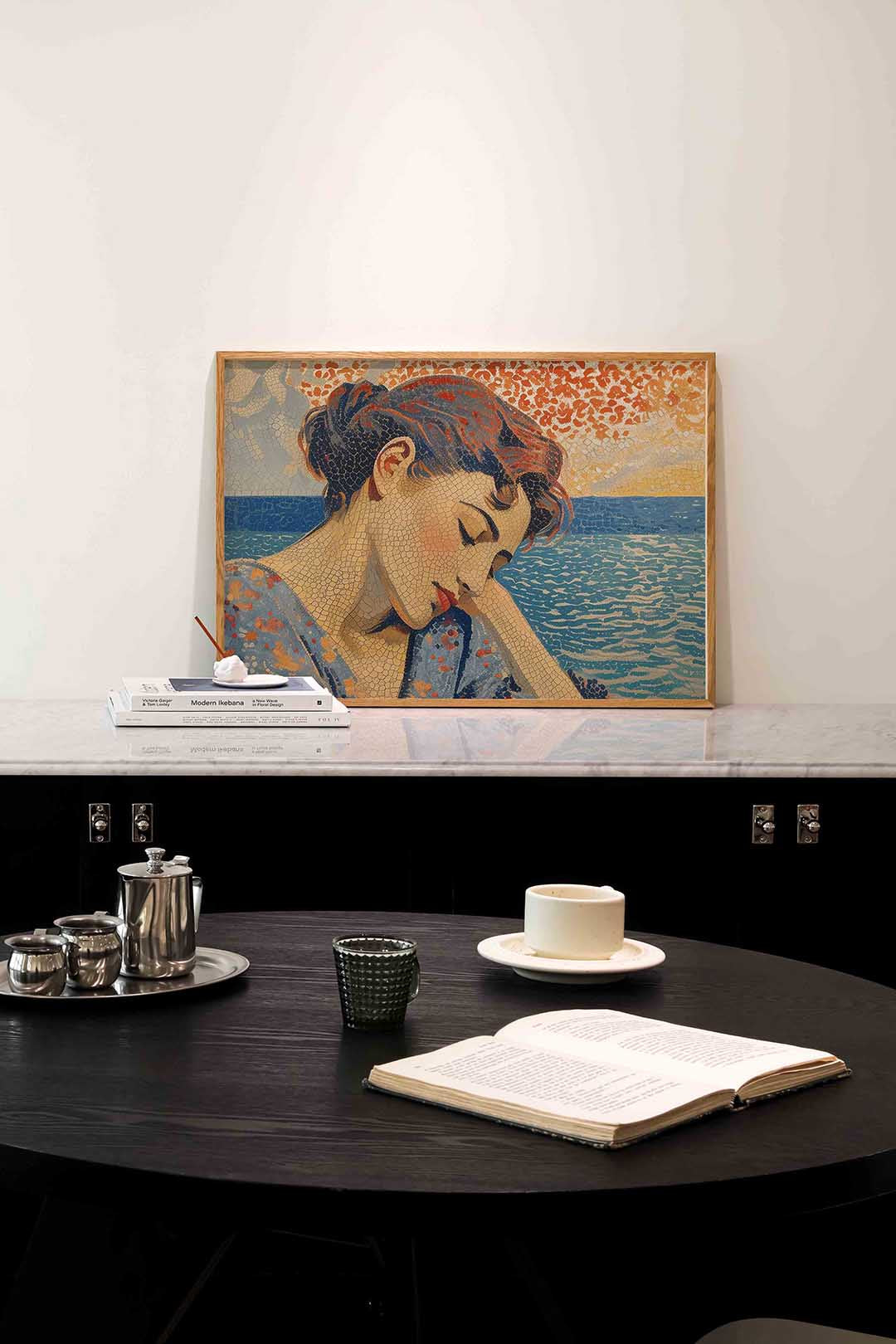 Vrouw bij zee – portret poster in liggend formaat