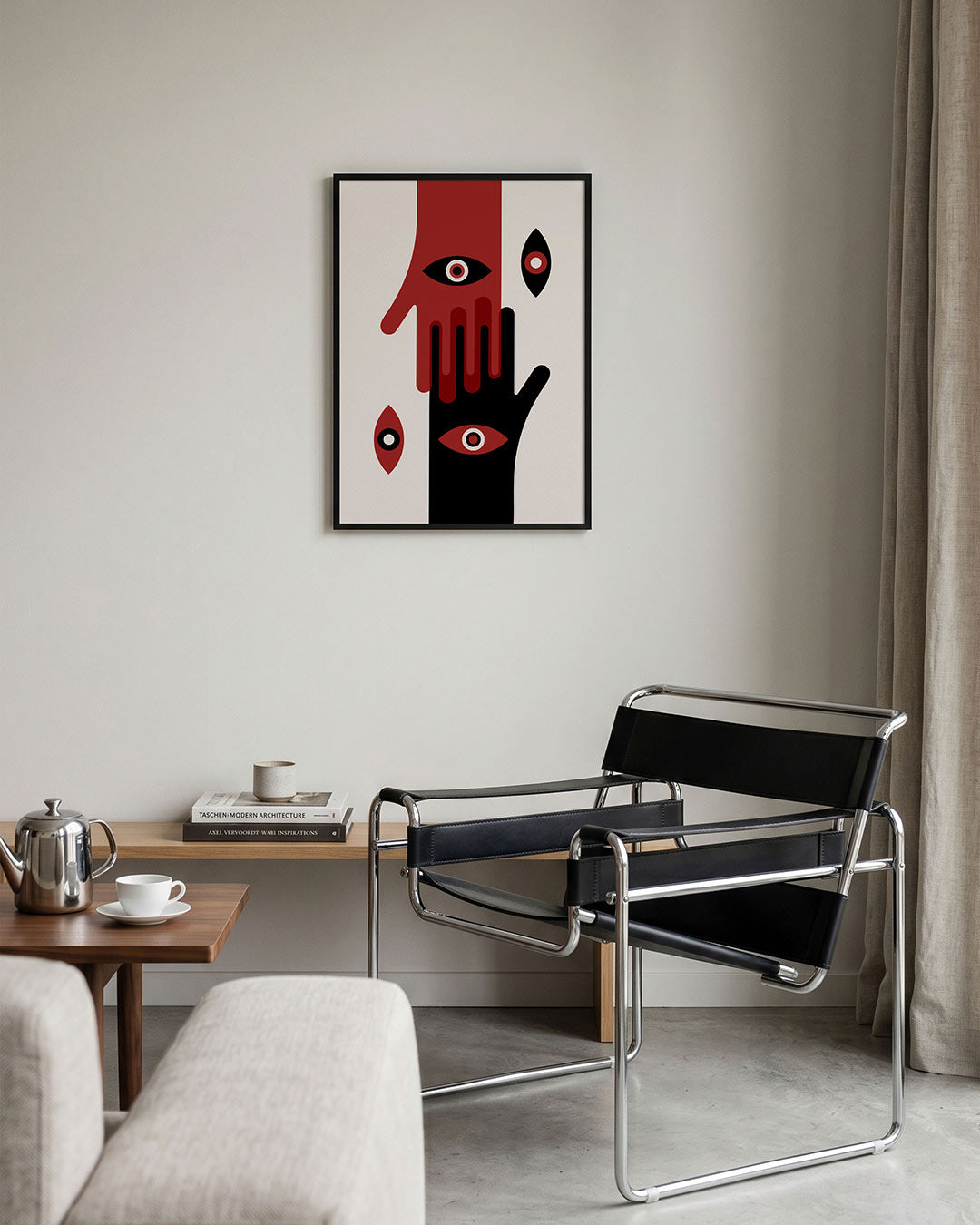 Handen en ogen – geometrische Bauhaus poster in staand formaat