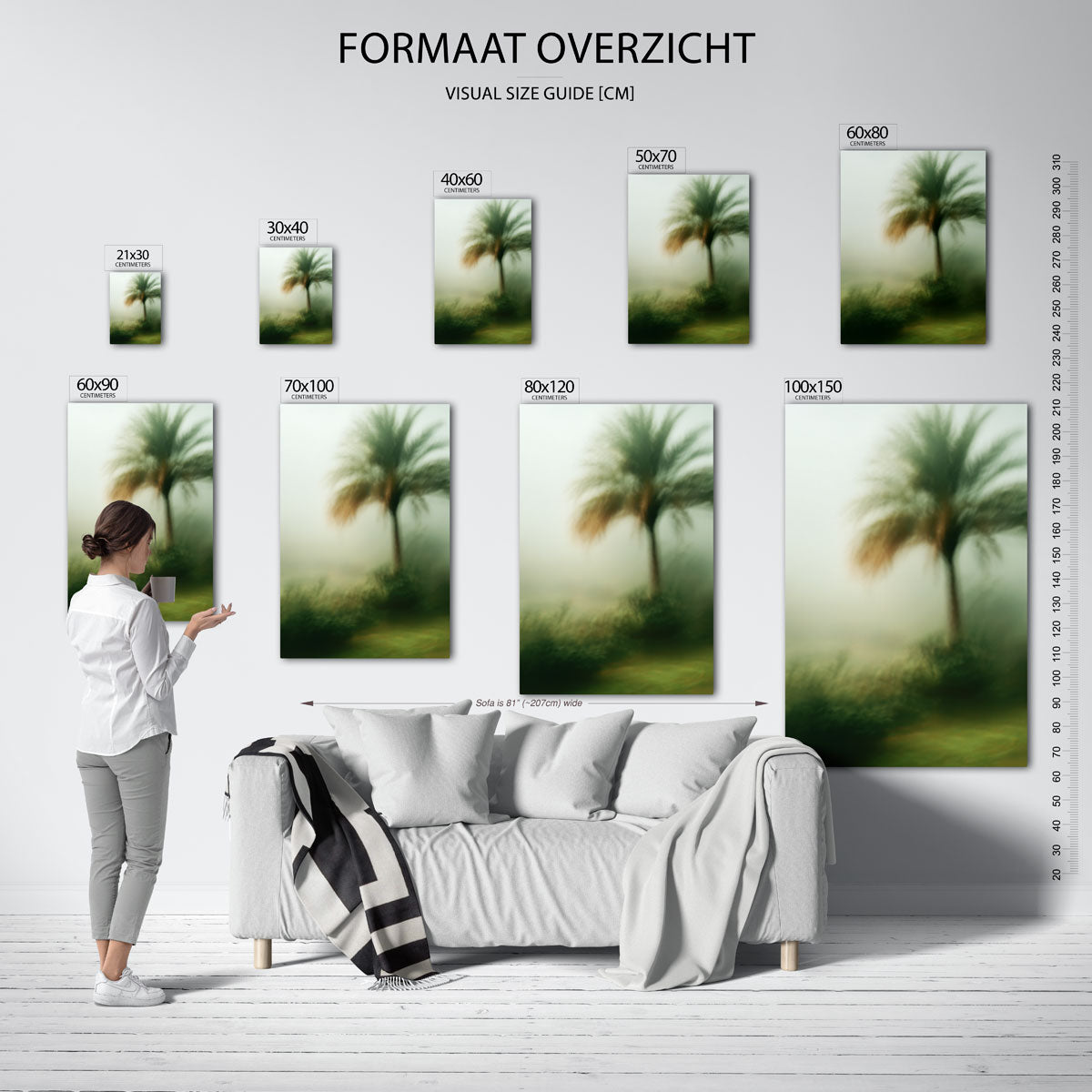 Vervagende palmboom – staande muurposter met jungle thema