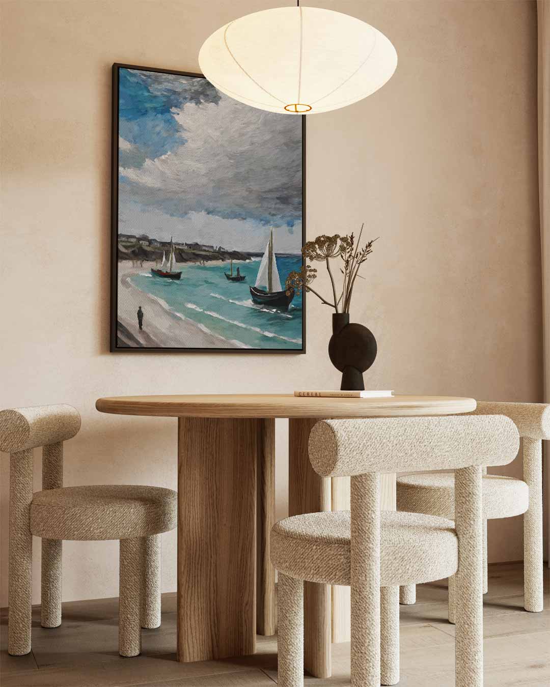 Zeezicht met Vissersboten – staand kunstwerk voor modern interieur