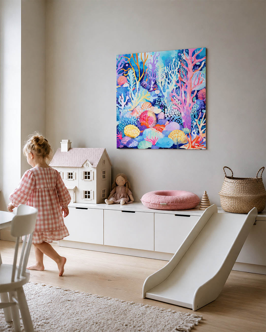 Kleurrijke onderwaterwereld kunstwerk – tweede productweergave – dit kunstwerk toont een levendige onderwaterwereld met