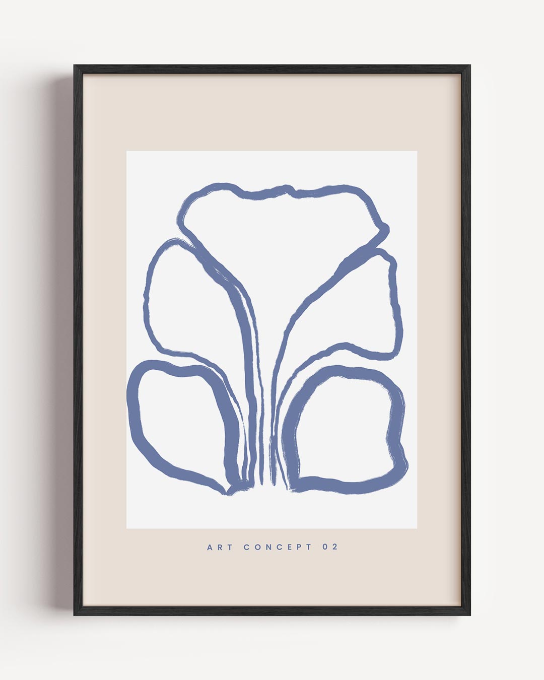 Moderne Blauw Abstractie – bloemen portret poster als wanddecoratie