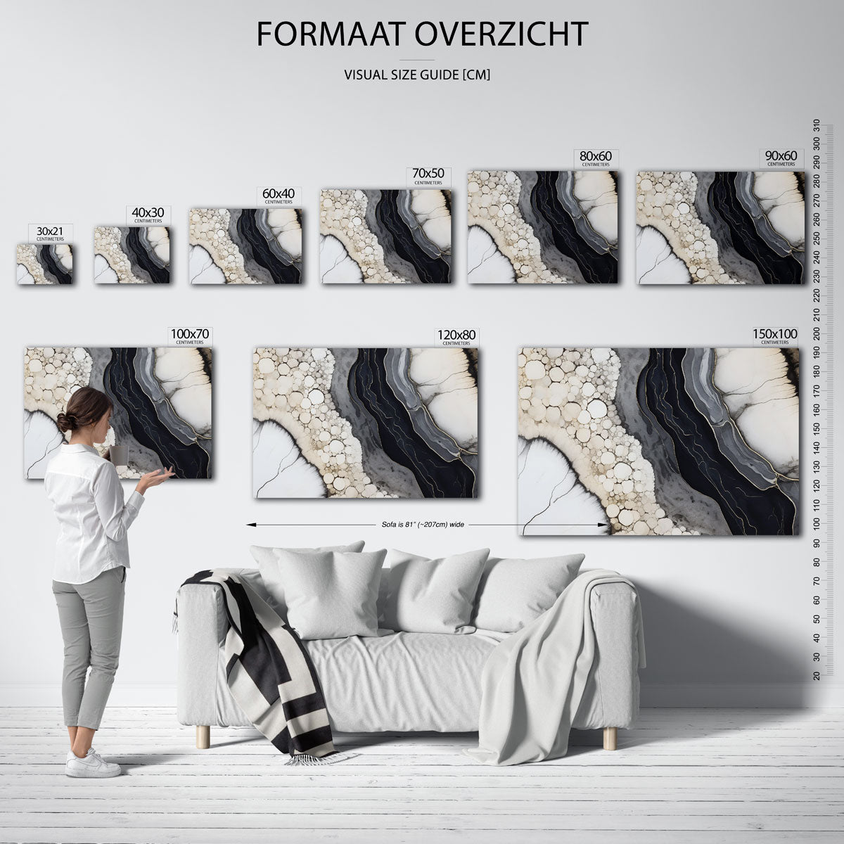 Abstracte vormen en lijnen – liggende muurposter met abstracte vormen
