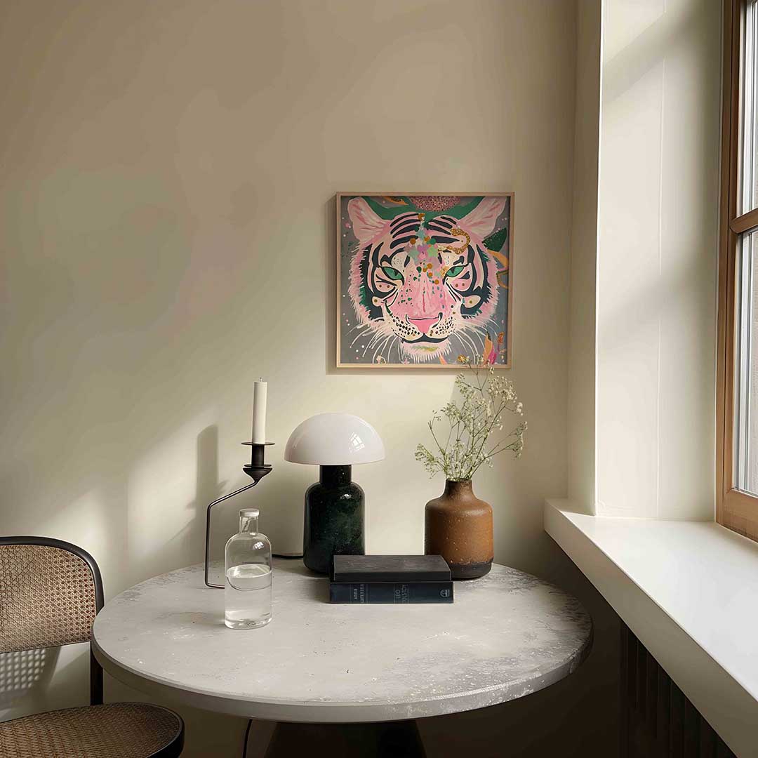 Roze tijger – dieren poster in vierkant formaat