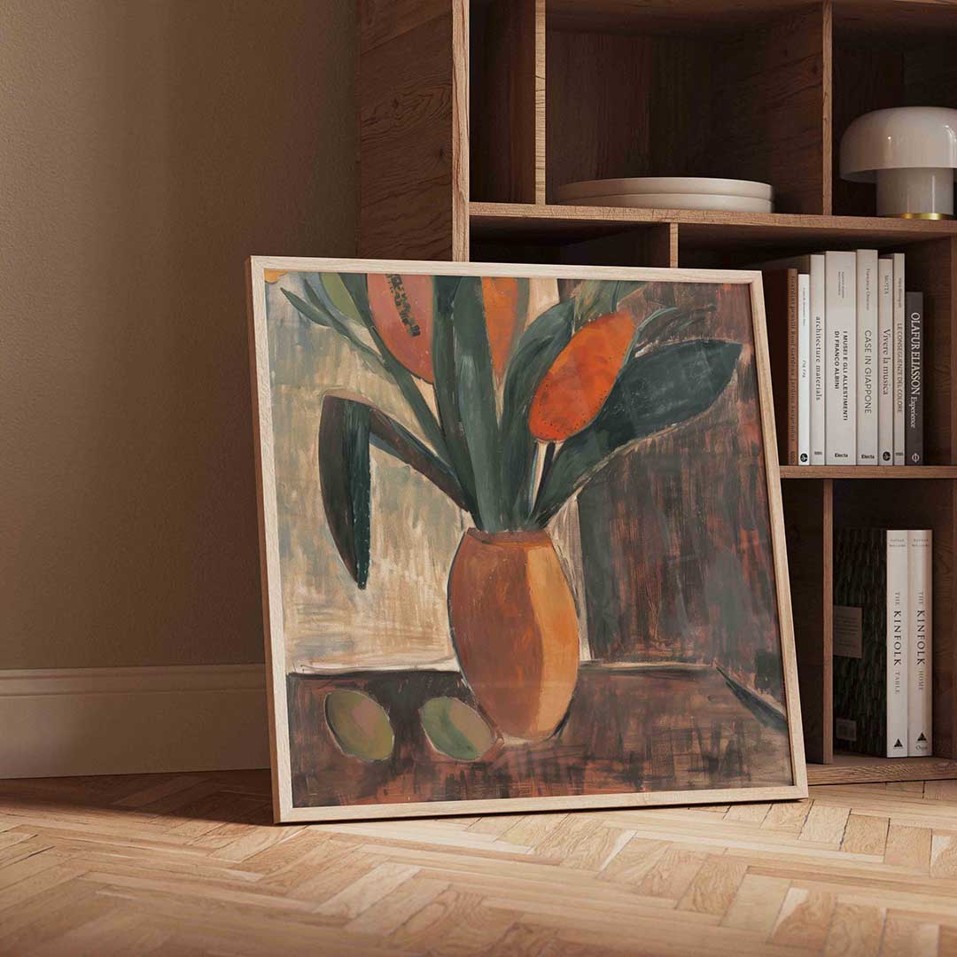 Vaas met bloemen – moderne wandkunst als vierkante poster