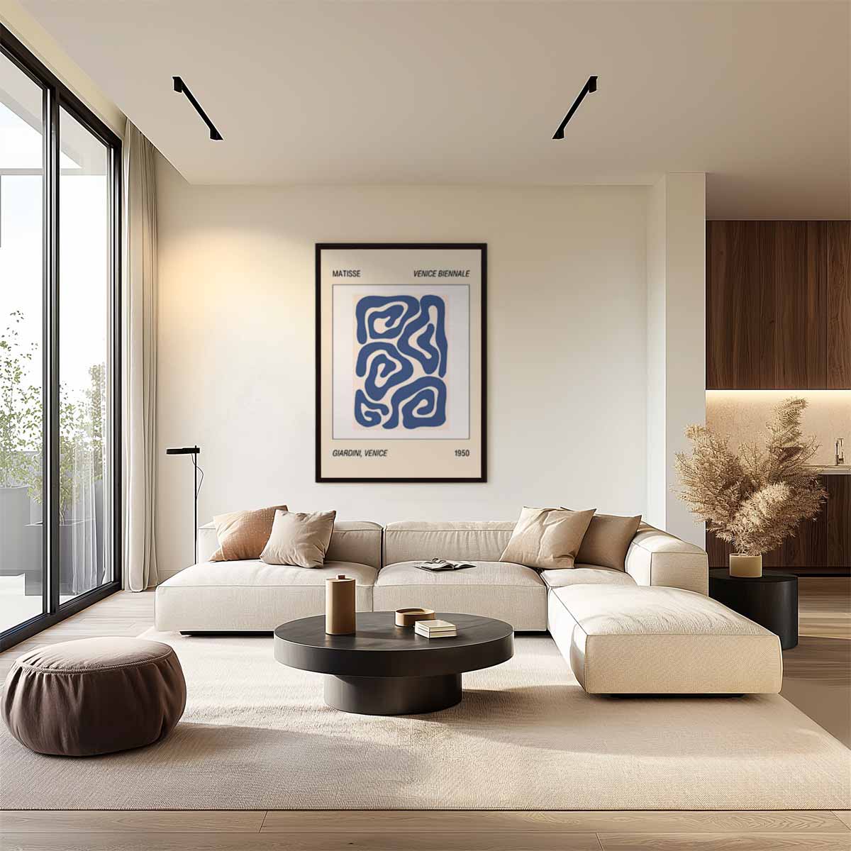 Abstracte Blauwe Patronen – dibond wanddecoratie in staand formaat