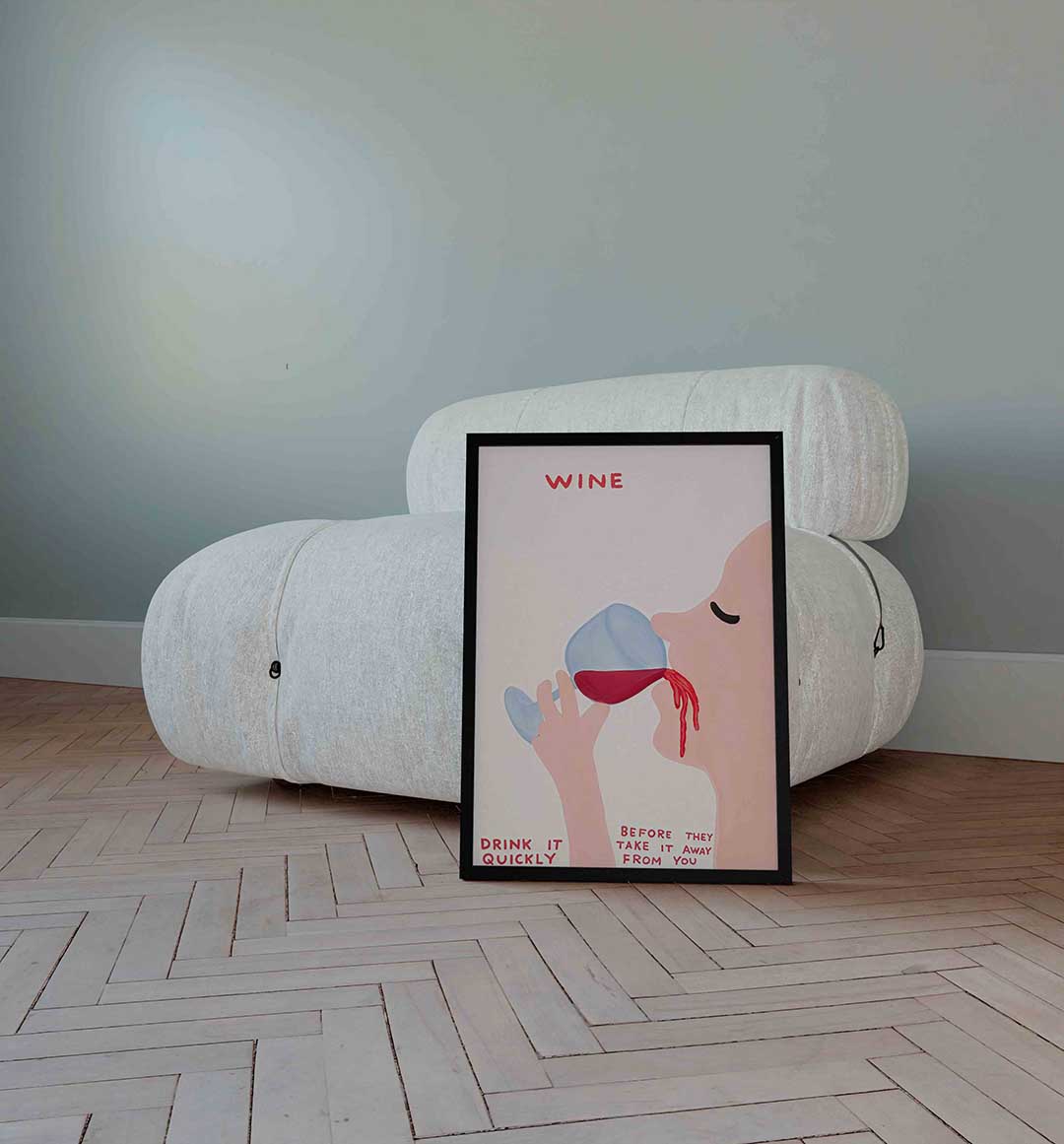 Wijn drinken – Streetart wandkunst als portret poster