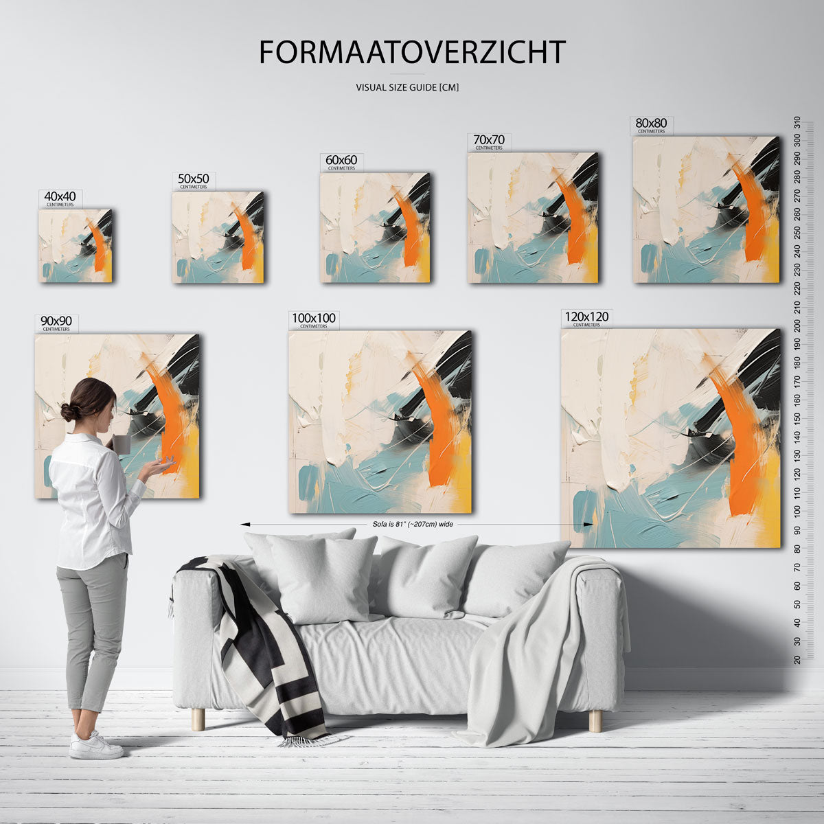 Abstracte penseelstreken – vierkante muurposter met abstracte vormen