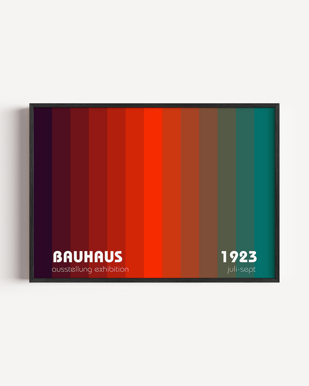 Kleurvlakken en ritme – liggende Bauhaus poster als wanddecoratie