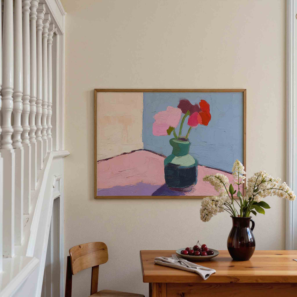Bloemen in vaas – botanische poster in liggend formaat
