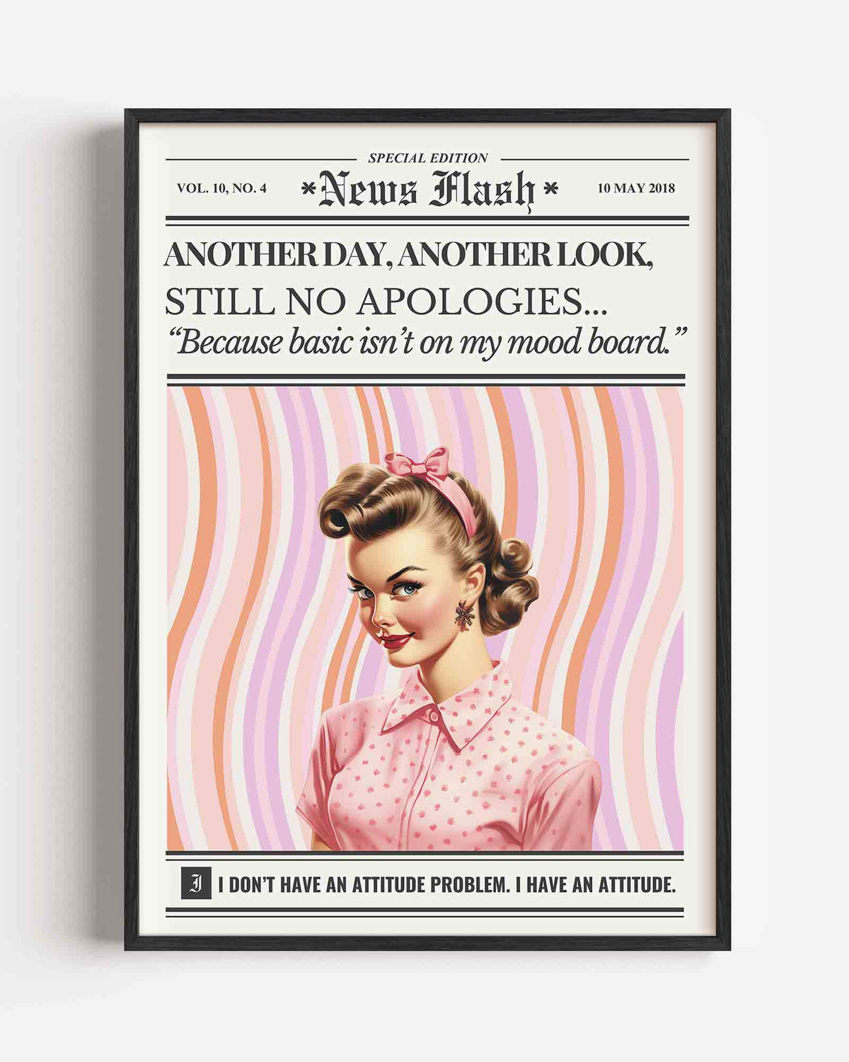 Retro dame met tekst – Pop Art portret poster als wanddecoratie