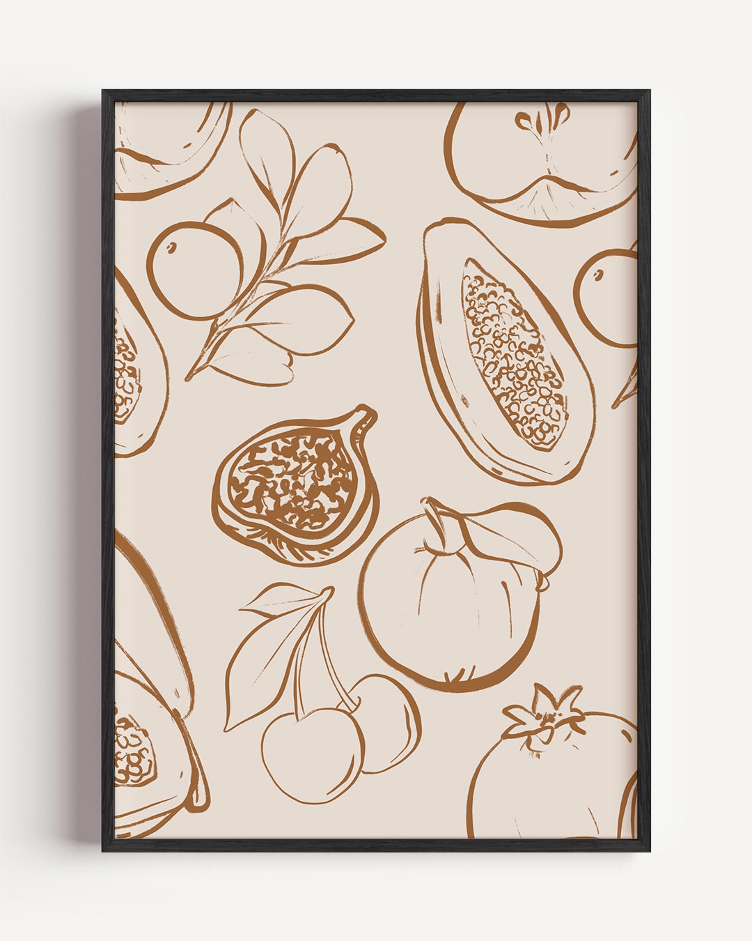 Fruitige Line-art – keuken portret poster als wanddecoratie