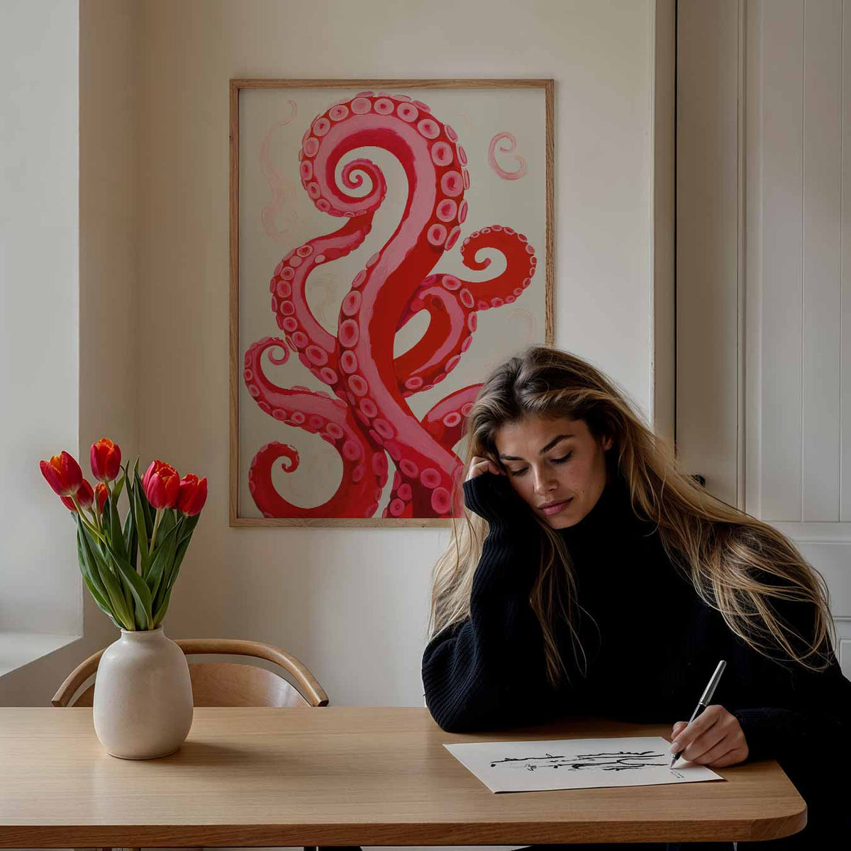Dromerige Octopus Tentakels – staande muurposter met zomerse uitstraling