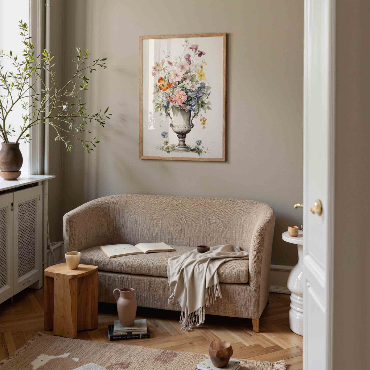 Bloemen in vaas – botanische poster in staand formaat
