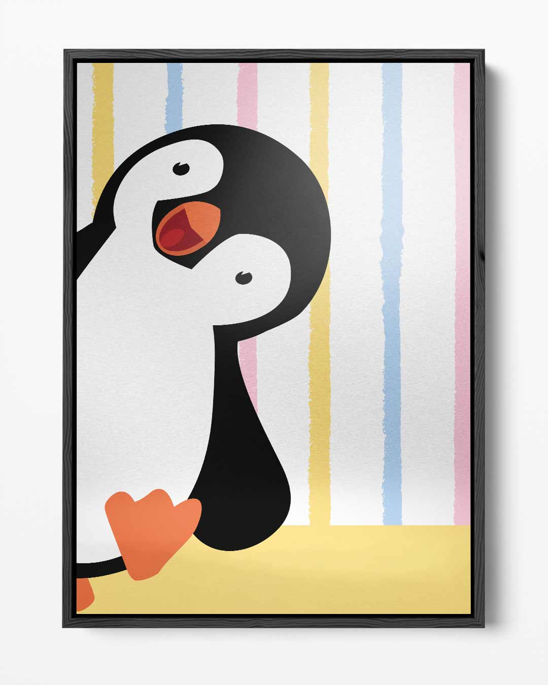 Vrolijke Pinguïn Kunstprint – portret kunstwerk als wanddecoratie