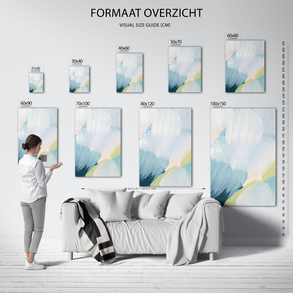 Abstracte penseelstreken – staande muurposter met artistieke uitstraling