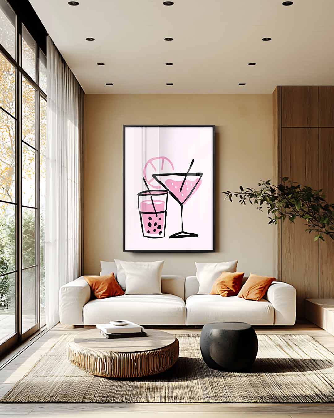 Verfrissende Cocktail Illustratie – staande wandkunst voor woonkamer of interieur