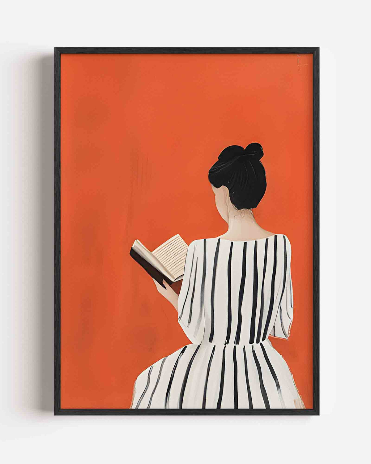 Vrouw met boek – hedendaagse illustratie portret poster als wanddecoratie