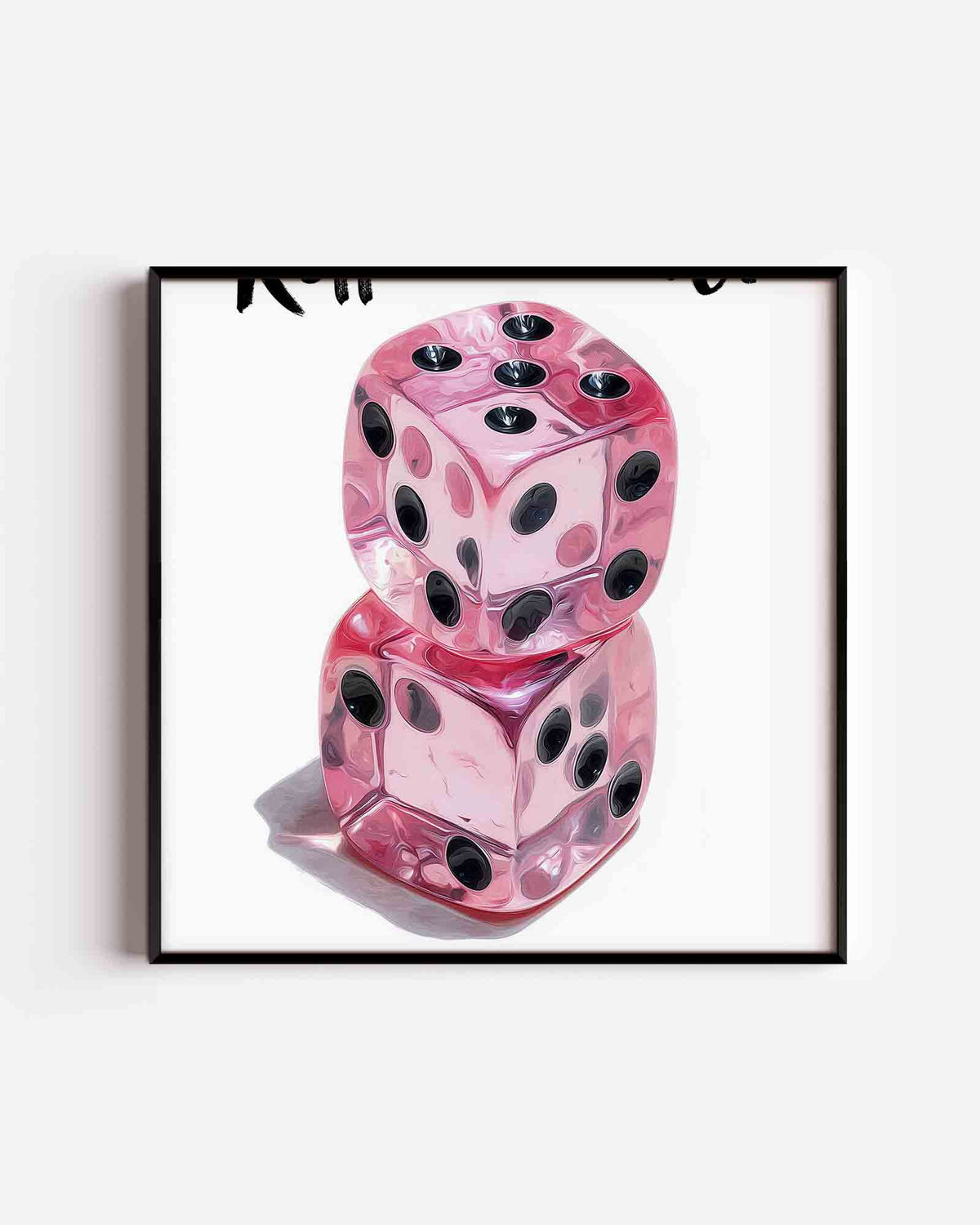 Roze dobbelstenen – Pop Art vierkante poster als wanddecoratie