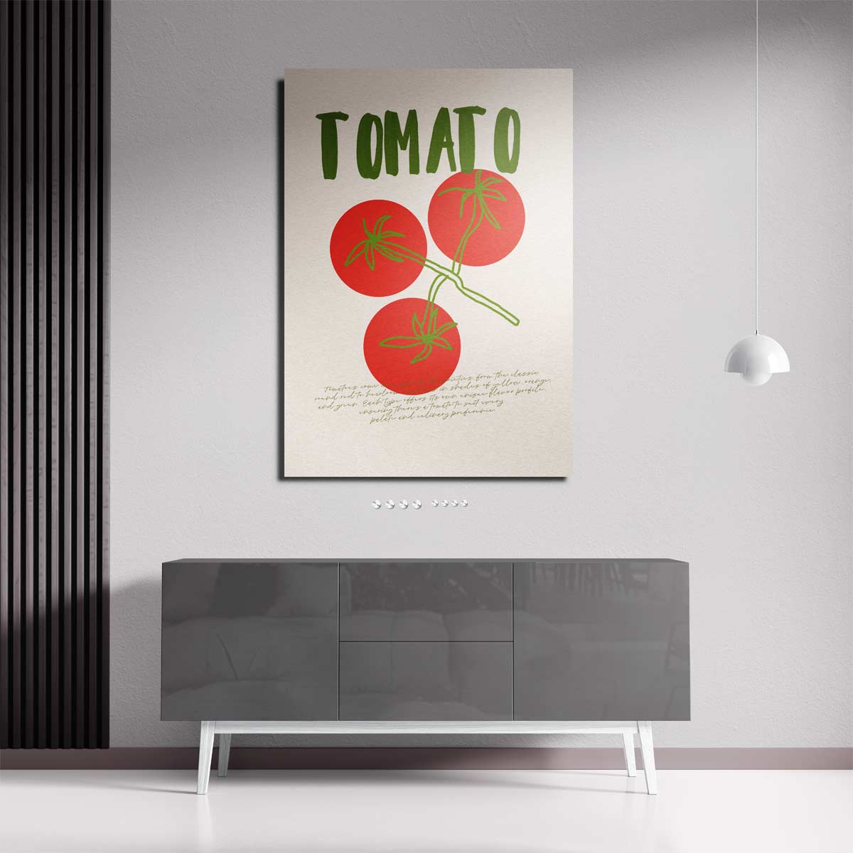 Tomaat Illustratie – dibond wanddecoratie in staand formaat